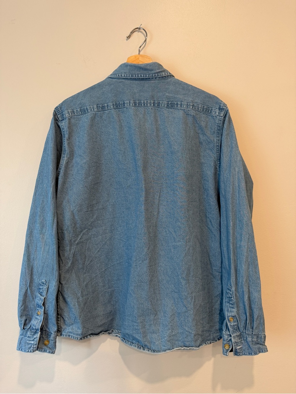 Vintage Denim Button Down with U of C and Alberta Patches Womens L - Picture 3 of 14